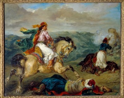 希腊战争的一个插曲。 尤金·德拉克洛瓦 (Eugene Delacroix) 的绘画 (1798-1863) 作者 费迪南德·维克多·尤金·德拉克罗瓦
