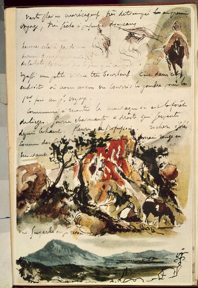 来自摩洛哥的笔记本。 尤金·德拉克洛瓦 (Eugene Delacroix) 的绘画 (1798-1863) 作者 费迪南德·维克多·尤金·德拉克罗瓦