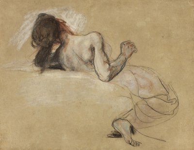 下蹲的女人，1827年 作者 费迪南德·维克多·尤金·德拉克罗瓦
