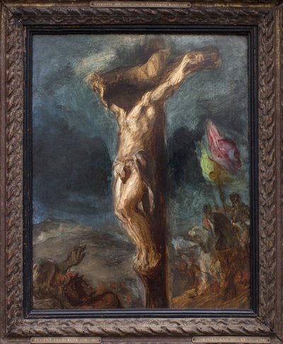 Crucifixion. Painting by Eugene Delacroix (1798-1863), oil on wood 作者 费迪南德·维克多·尤金·德拉克罗瓦