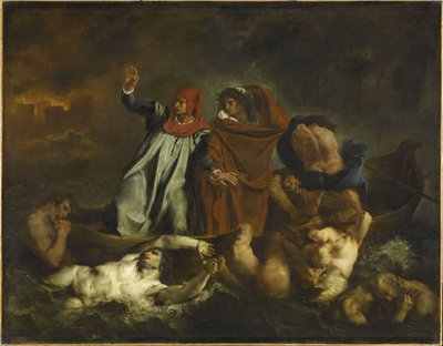但丁和维吉尔在地狱。但丁巴克（Barque of Dante），1822年。 作者 费迪南德·维克多·尤金·德拉克罗瓦