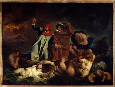 Dante et Virgil ou la barque de Dante Illustration pour chant VIII de “” La Divine Comedie”” (Divina Commedia) by Dante Alighieri (1265-1321) Painting by Eugene Delacroix (1798-1863) 1822 Sun. 1,89 x 2,41m Paris. Louvre Museum 作者 费迪南德·维克多·尤金·德拉克罗瓦