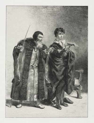 哈姆雷特：波洛纽斯和哈姆雷特，1834年。 作者 费迪南德·维克多·尤金·德拉克罗瓦