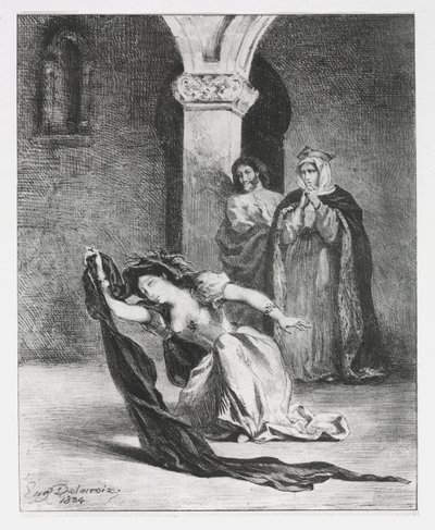 哈姆雷特（Hamlet）：Ophelia颂歌，1834年。 作者 费迪南德·维克多·尤金·德拉克罗瓦