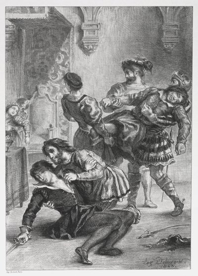 哈姆雷特：哈姆雷特之死，1843年。 作者 费迪南德·维克多·尤金·德拉克罗瓦