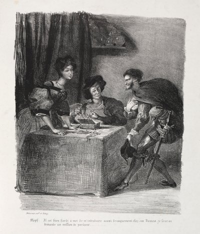 浮士德插图：Méphistophelés在1828年的Marthe上。 作者 费迪南德·维克多·尤金·德拉克罗瓦