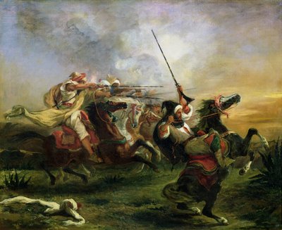 1832年，在军事行动中的摩洛哥骑士 作者 费迪南德·维克多·尤金·德拉克罗瓦
