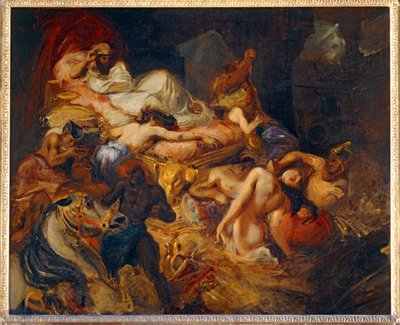 Mort de Sardanapale - 萨达纳帕勒斯之死。1826-1827.40-11-02/62 草图 ... 作者 费迪南德·维克多·尤金·德拉克罗瓦