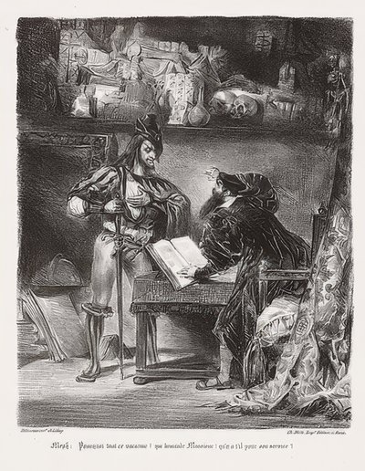浮士德（Mausophistophélès）装置的浮士德（墨菲斯托现身浮士德）。 1828 作者 费迪南德·维克多·尤金·德拉克罗瓦