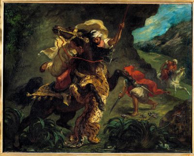 东方主义：“猎虎”，尤金·德拉克洛瓦（Eugene Delacroix，1798-1863）1854 年作画。 0,73x0,92 m 巴黎，奥赛博物馆 作者 Ferdinand Victor Eugene Delacroix