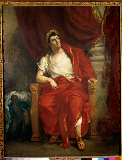 喜剧演员弗朗索瓦-约瑟夫（Francois Joseph）-塔尔马（1763-1826）的肖像，他在让-拉辛的作品《不列颠尼克斯》中演绎尼禄》，尤金-德拉克洛瓦（1798-1863）的画作，1853年完成。0,92 x 0,73米 巴黎，法国喜剧 作者 费迪南德·维克多·尤金·德拉克罗瓦