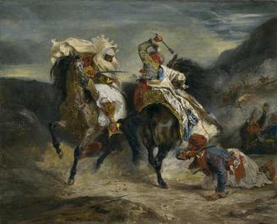 贾奥尔与哈桑的战斗，1826年 作者 费迪南德·维克多·尤金·德拉克罗瓦