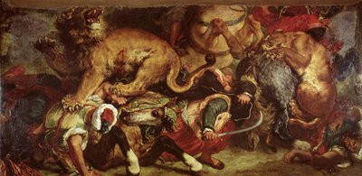 狮子狩猎，1855年 作者 Ferdinand Victor Eugene Delacroix