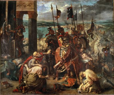1204 年 4 月 12 日，游轮攻占君士坦丁堡 - 布面油画 作者 Ferdinand Victor Eugene Delacroix