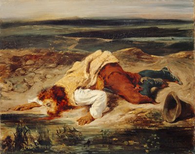 受伤的Brigand（罗马牧羊犬），1825年 作者 费迪南德·维克多·尤金·德拉克罗瓦