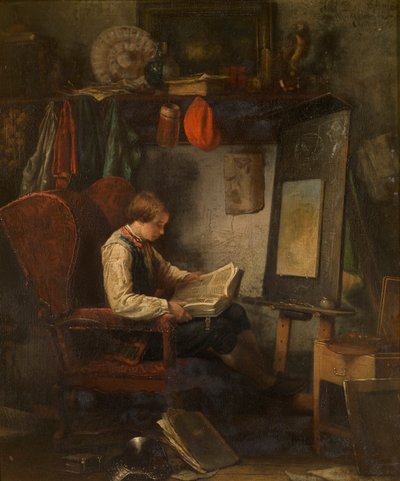 工作室里的年轻艺术家（面板油画） 作者 Ferdinand de Braekeleer
