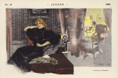 Woman at home in the evening (colour litho) 作者 费迪南德·冯·雷兹尼切克