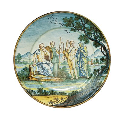 锡耶纳板块，赫拉克勒斯（Hercules）将阿切斯缇斯（Alcestis）带到国王阿德米德斯（Admetus）之前，约1745年 作者 费迪南多·玛丽亚·坎帕尼