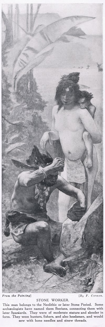 石头工人，插图来自&39;哈钦森的国家历史&39;，c.1910 作者 费尔南德·科尔蒙（Fernand Cormon）
