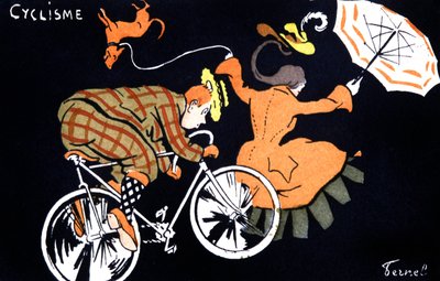 骑自行车，约 1910-20 年（明信片） 作者 费尔南德·费内尔