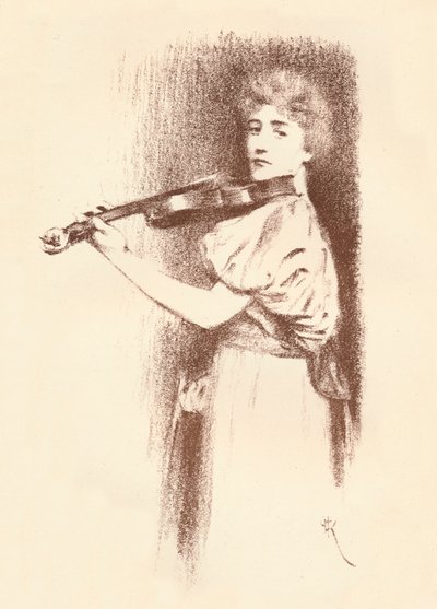 小提琴家，c1898 作者 费尔南德·科诺普夫