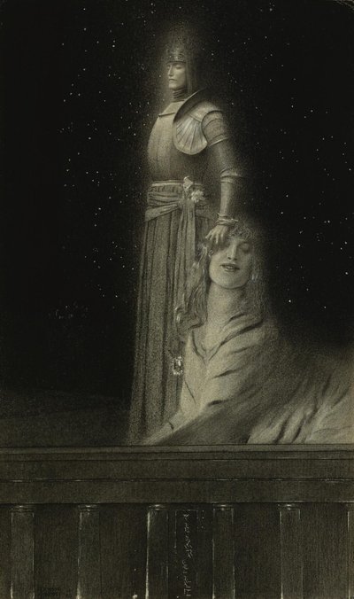 与维海伦一起：Un Ange With Verhaeren：一个天使，1889年。 作者 费尔南德·科诺普夫