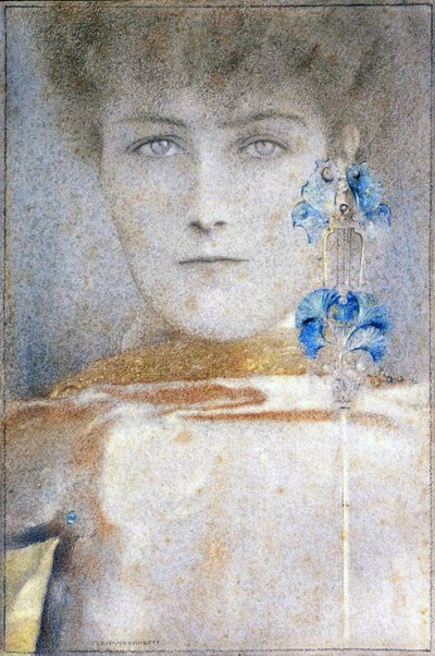 White mask, by Fernand Khnopff (1858-1921) 作者 费尔南德·科诺普夫