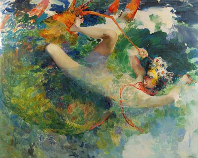 童话故事中的火鸟和瓦西里萨公主后，瓦西里萨公主和巨型龙虾 作者 菲利普（Filipp Andreevic Maljavin）