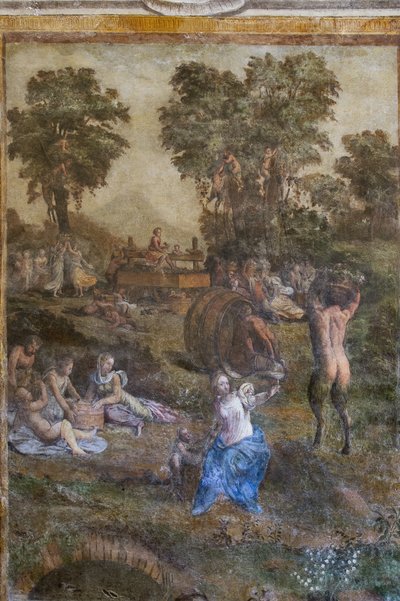 收获"，卡梅里诺-德伊-巴卡纳利（Camerino dei Baccanali）壁画细节 作者 菲律宾人（和工作坊）里皮