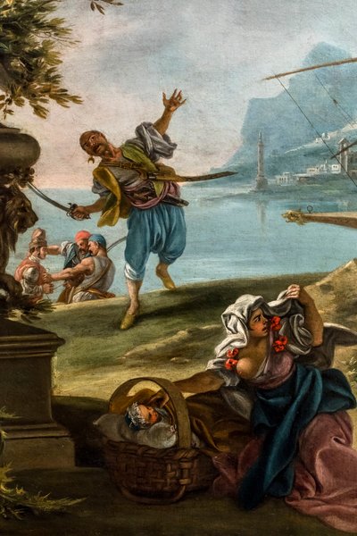 海盗袭击，约 1735/40 （布面油画） 作者 Filippo Falciatore