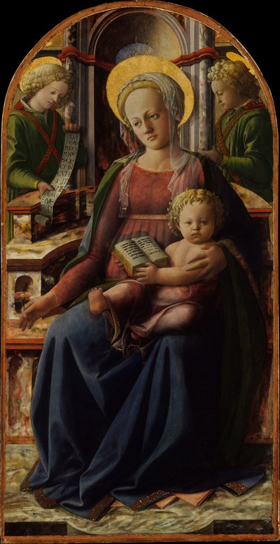 麦当娜（Madonna）和儿童（Children）与两个天使一同登场。 1440。 作者 菲利波·里皮