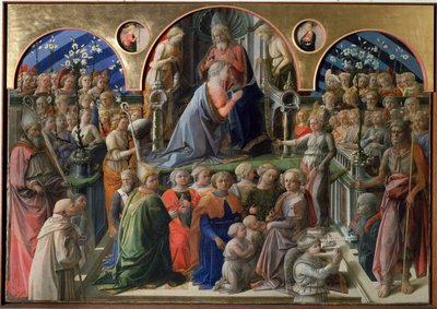 圣母加冕 - 面板上的蛋彩画 作者 菲利波·利皮（Filippo Lippi）