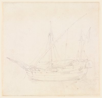 素描，帆船，约 1780 年 作者 菲利波·马基奥尼（Filippo Marchionni）