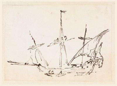 绘画，一艘帆船，1770-1800 年 作者 菲利波·马基奥尼（Filippo Marchionni）
