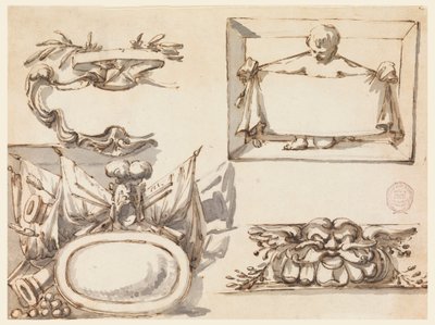 图画，护额，奖杯，标签，门楣装饰图案，1750-75 年 作者 菲利波·马基奥尼（Filippo Marchionni）