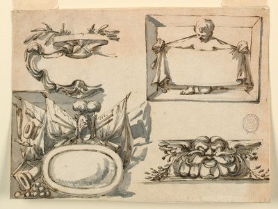 图画，护额，奖杯，标签，门楣装饰图案，1750-75 年 作者 菲利波·马基奥尼（Filippo Marchionni）