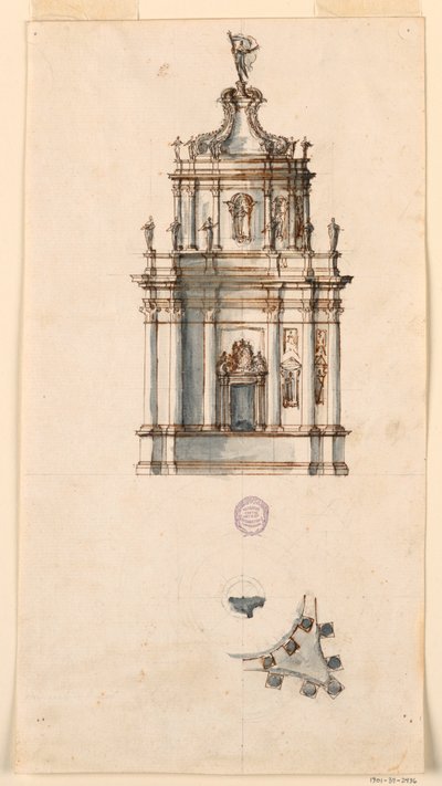 绘图，会幕项目，1750-1775 年 作者 菲利波·马基奥尼（Filippo Marchionni）