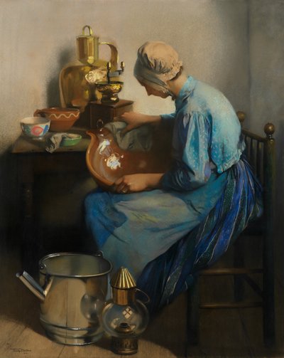 清洁女工（布面油画） 作者 菲尔曼·贝斯（Firmin Baes）