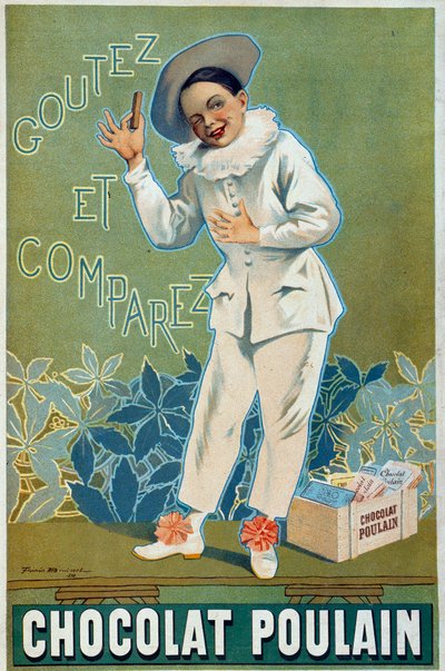 Firmin Etienne Bruisset (1859-1925)为Chocolat Poulain制作的海报广告 "Goutez et compararez"。 作者 Firmin Bouisset