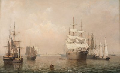 波士顿港的商人，1863年 作者 Fitz Henry Lane