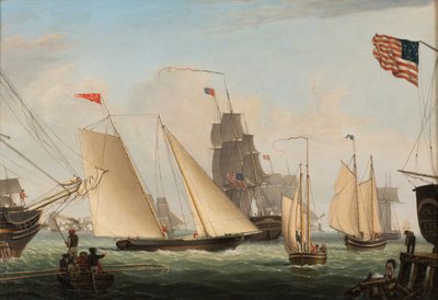 游艇北极光在波士顿港口，1845年 作者 Fitz Henry Lane
