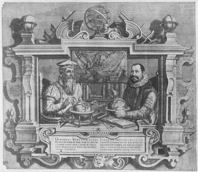 Gerard Mercator（1512-94）和Jodocus Hondius（1563-1612）的双重肖像被刻在墨卡托和本戴斯系列地图集中，包括在1619年（另见10457和30866） 作者 佛兰芒学校