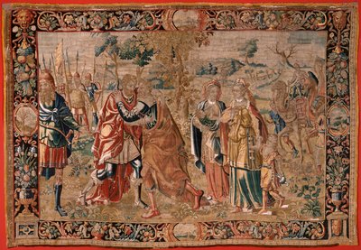 佛兰德挂毯以扫和......系列雅各和以扫的会面》（Encuentro entre Jacob y Esaú）。系列中的第三块挂毯。制作荷兰，16 世纪下半叶。织物：羊毛。地点：巴里圣尼古拉教堂（博物馆已开放 作者 佛兰芒学校