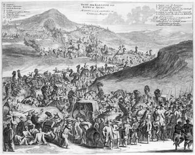从开罗到麦加的朝觐大篷车，来自O. Dapper的描述de lAfrique，1686 作者 佛兰芒学校