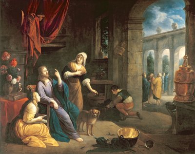 耶稣在玛莎和玛丽的家 作者 Flemish School