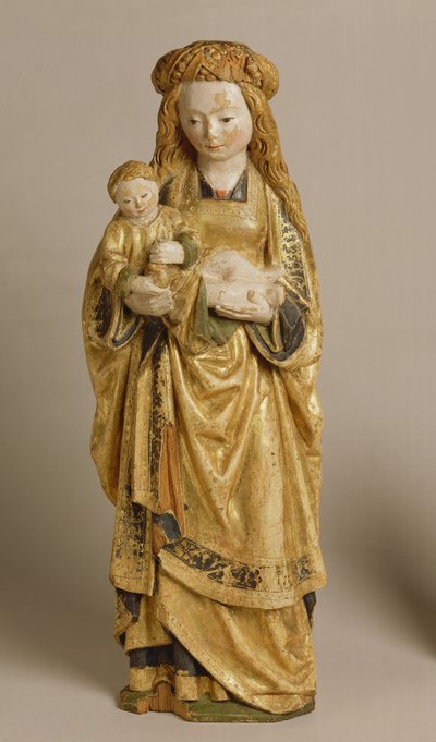 麦当娜和儿童，梅赫伦学院，c.1500（多彩和镀金橡木） 作者 Flemish School