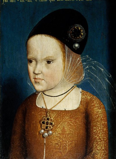 奥地利玛格丽塔 (1480-1532) 皇帝马克西米利安之女的肖像，1483 年 4 月时年仅 3 岁零 3 个月，后来是婴儿多姆胡安的妻子，当时是阿斯图里亚斯王子，萨伏伊公爵和荷兰家庭教师。 一个 作者 佛兰芒学校