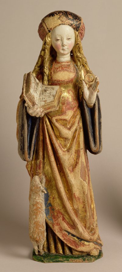 梅赫伦学校圣艾格尼丝，1500年（多彩和镀金橡木） 作者 Flemish School