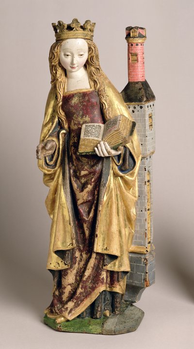 圣巴巴拉，梅赫伦学院，c.1500（多彩和镀金橡木） 作者 Flemish School