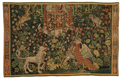 挂毯，Park au Cerfs 挂毯碎片，约 1500-25 年制作（羊毛） 作者 佛兰芒学校